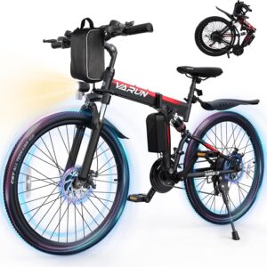 1 VARUN Electric Bike - 7-Speed Gears & 21-Speed Gears Folding Electric Bike - Ebike for Adults,Up to 20+MPH & 50 Mile Range, Dual Disc Brakes & Dual Hydraulic Suspension