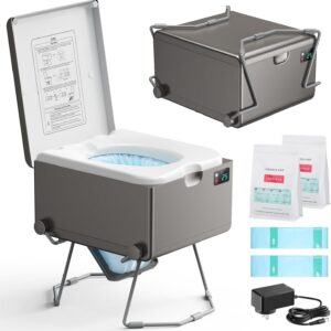 11 Dry Flush Toilet – Waterless, Odorless, Self-Contained | Rechargeable Portable Toilet for RVs, Van, Boat, Tiny House, Off-Grid | Easier to Use Than Composting or Incinerator Toilets