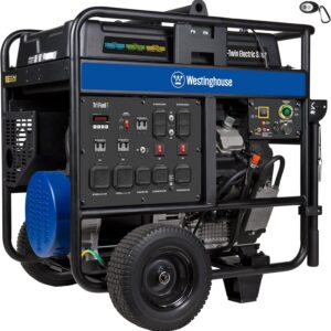 11 Westinghouse 28000 Peak Watt Tri-Fuel Home Backup Portable Generator, Remote Electric Start, Transfer Switch Ready, Gas, Propane, and Natural Gas Powered