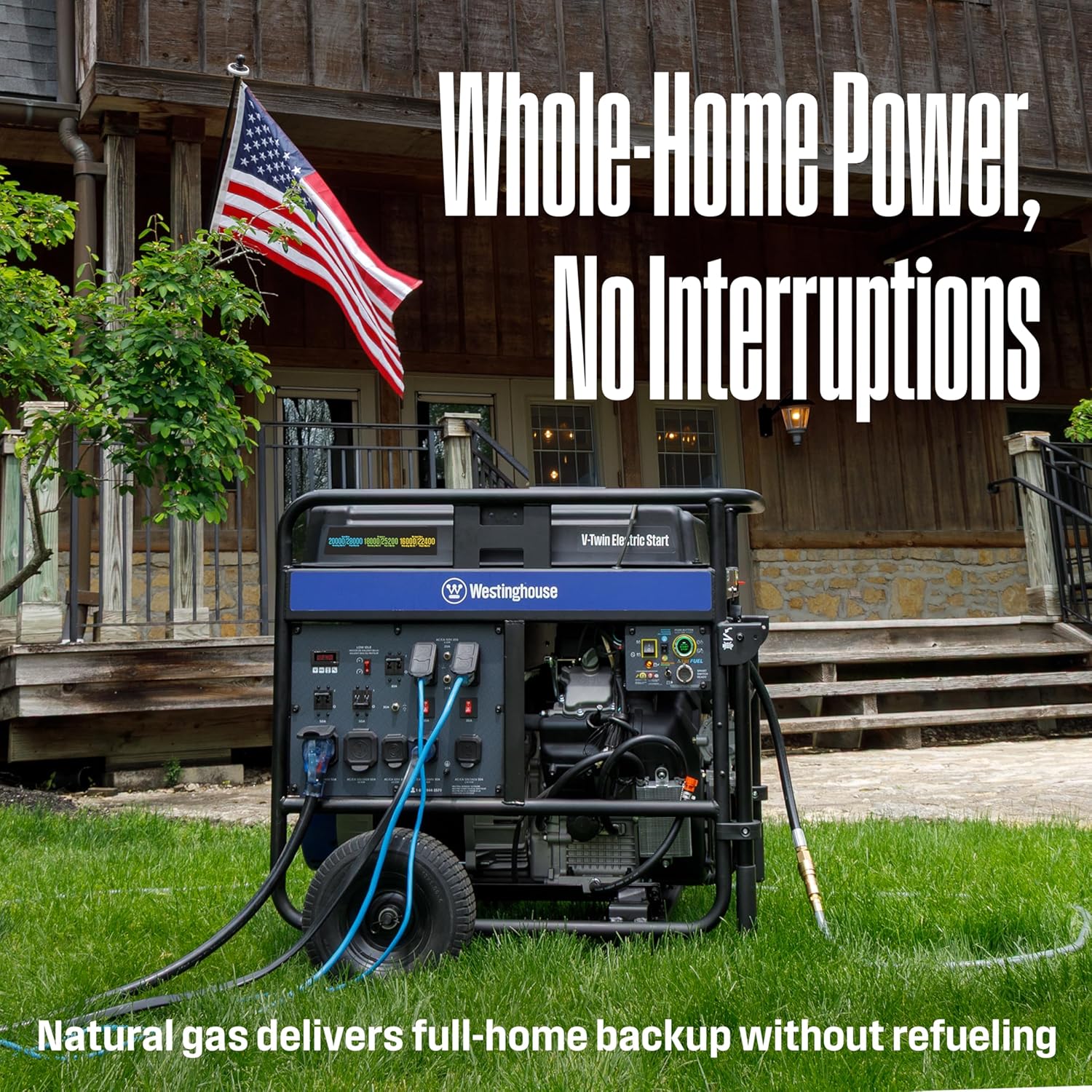 Westinghouse 28000 Peak Watt Tri-Fuel Home Backup Portable Generator, Remote Electric Start, Transfer Switch Ready, Gas, Propane, and Natural Gas Powered - Image 4