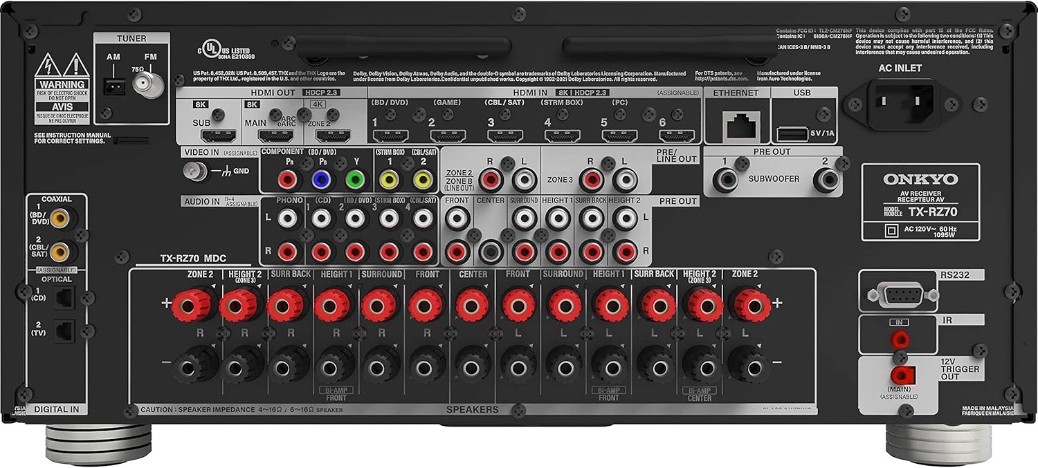 Onkyo TX-RZ70 11.2-Channel AV Receiver - 140 Watts Per Channel, Dirac Live Out of Box, Works with Sonos Certified, THX Certified and More - Image 3